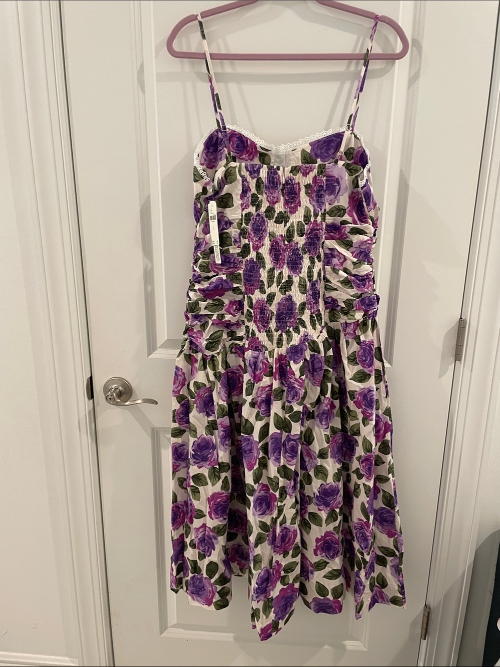 Anthropologie Maeve Brand NWT!!! Purple Floral Smocked Spaghetti Strap Dress - Picture 5 of 9